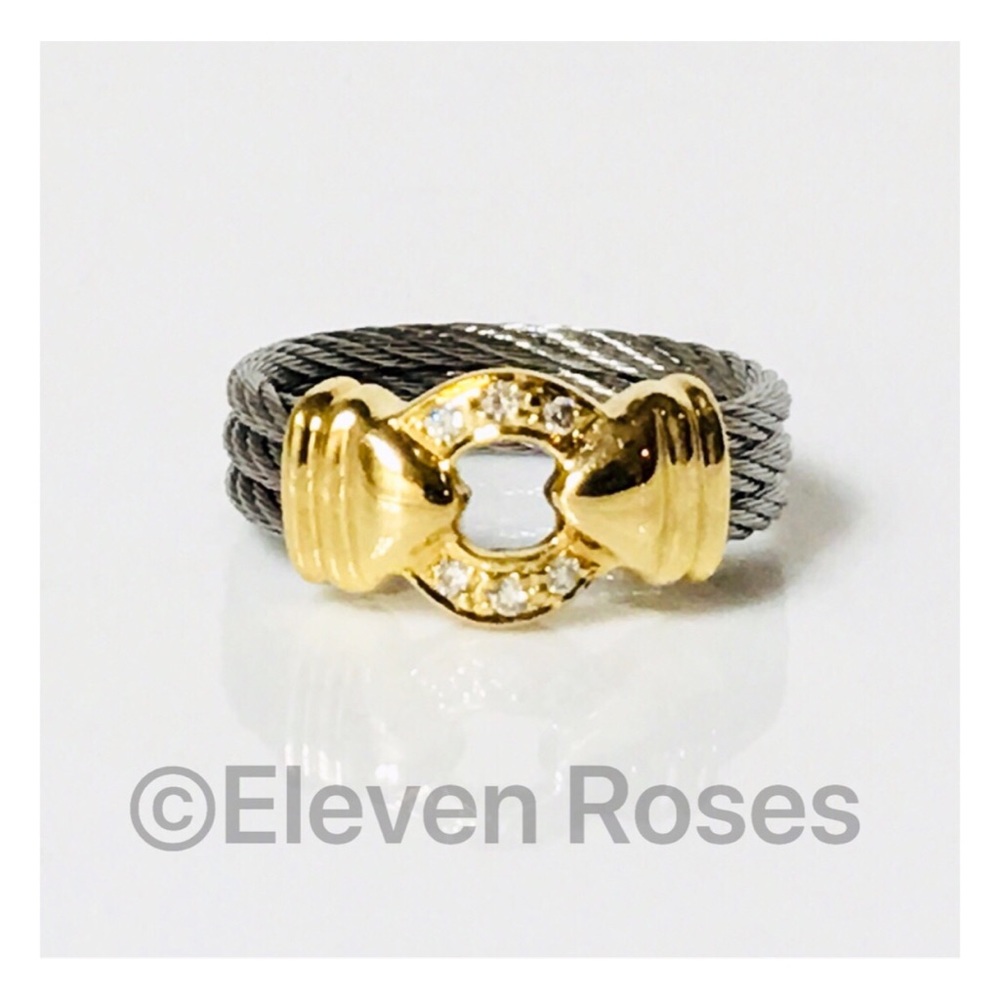 Charriol Three Row Cable Diamond Nautical Ring